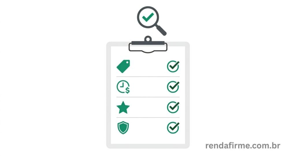 Ilustração com checklist de critérios para escolher o melhor cartão de crédito PJ para MEI em 2026