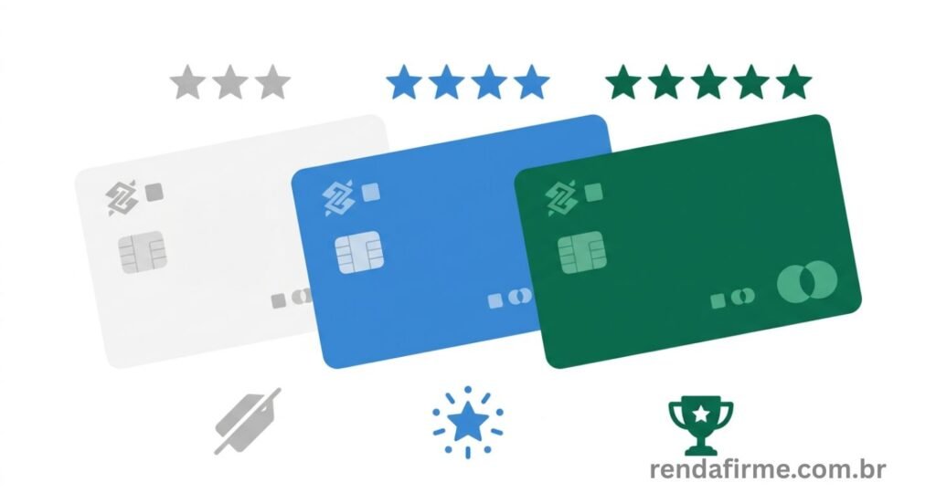 Ilustração comparando os melhores cartões de crédito PJ para MEI disponíveis no mercado em 2026