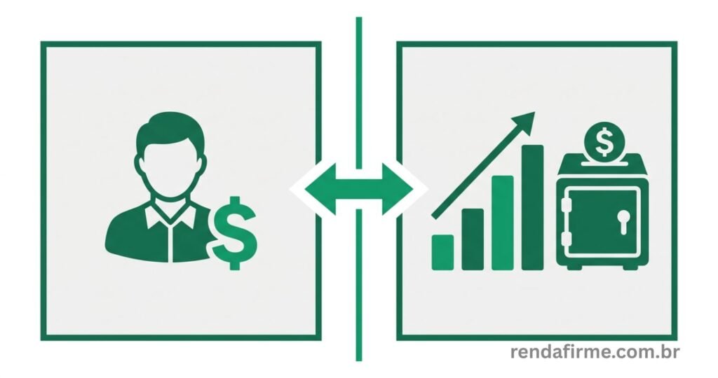 Ilustração mostrando a diferença entre pró-labore e lucro para o MEI em 2026: o pró-labore é a remuneração pelo trabalho e o lucro é o que sobra após pagar todas as despesas
