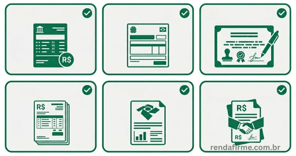Ilustração com os documentos aceitos para comprovação de renda do MEI e autônomo no Minha Casa Minha Vida em 2026
