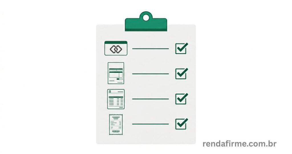 Ilustração com checklist de documentos necessários para o MEI declarar o Imposto de Renda 2026