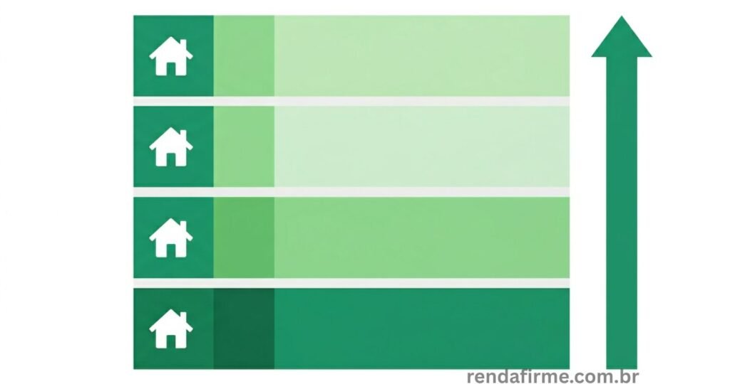 Ilustração com as quatro faixas de renda do programa Minha Casa Minha Vida em 2026 e seus respectivos subsídios