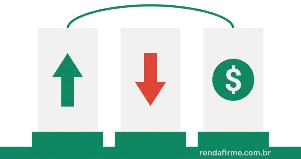 Ilustração com os três pilares do planejamento financeiro do MEI em 2026: saber quanto entra, quanto sai e quanto precisa sobrar todo mês