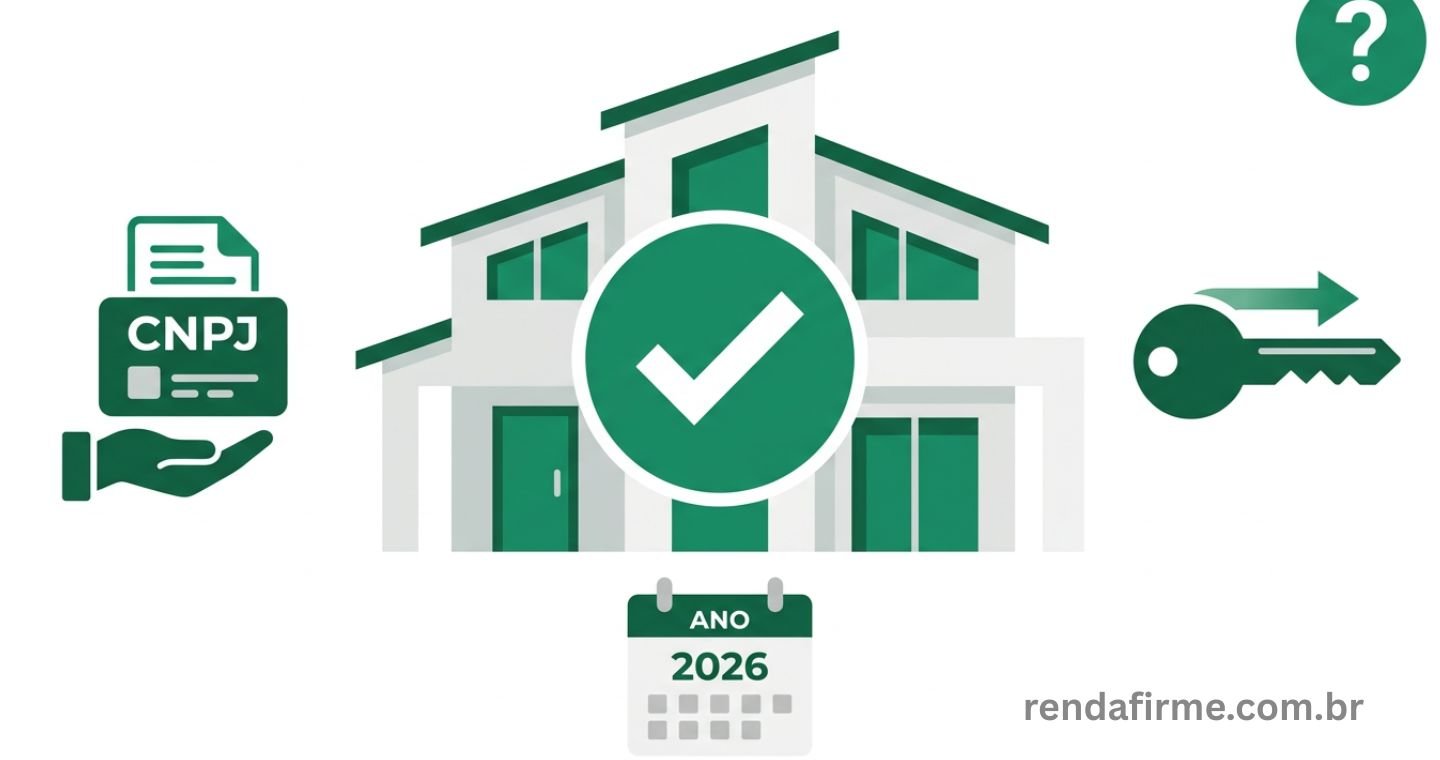 Thumbnail do artigo sobre Minha Casa Minha Vida para MEI e autônomo em 2026 com ícones de casa, CNPJ e subsídio