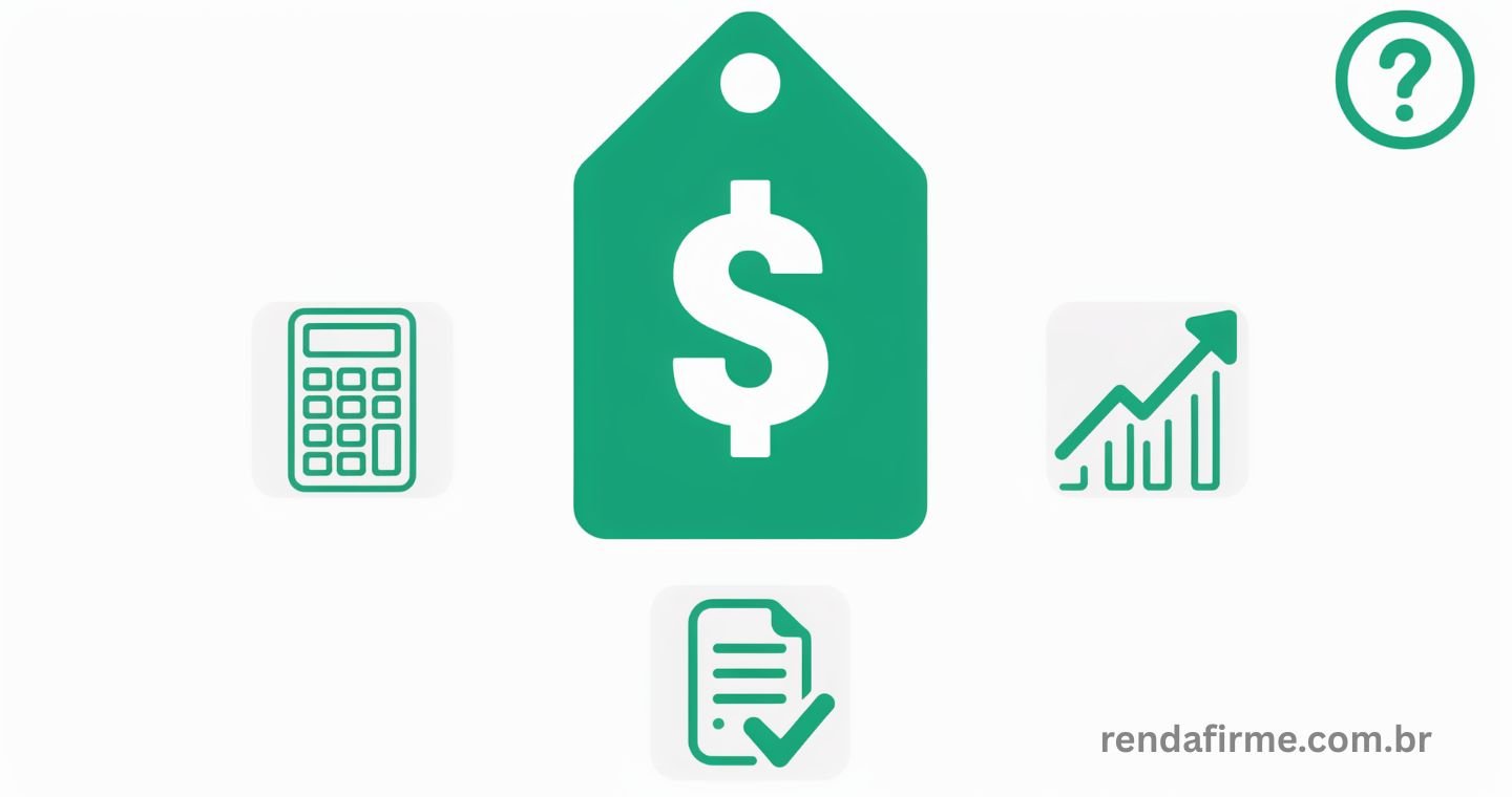 Thumbnail do artigo sobre como precificar produtos e serviços sendo MEI em 2026 com ícones de etiqueta de preço, calculadora e margem de lucro